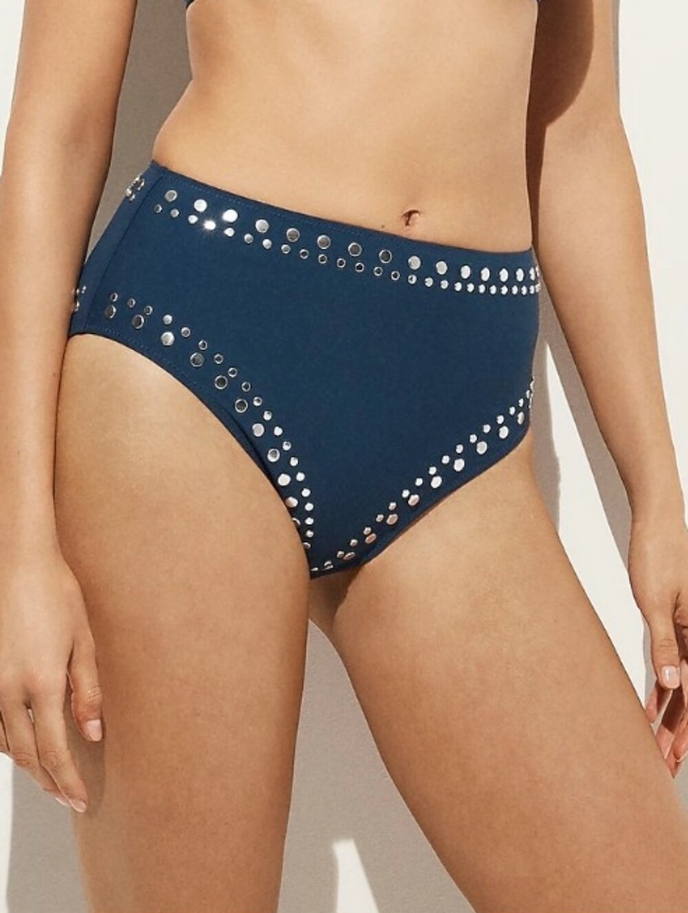 J. Crew Hallie Embellished Bikini Bottom - Deep Ultramarine with Silver studs